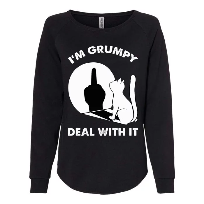 Cat Shadow I'm Grumpy Deal With It Womens California Wash Sweatshirt