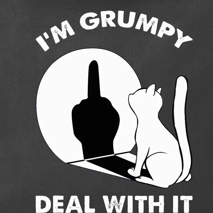 Cat Shadow I'm Grumpy Deal With It Zip Tote Bag