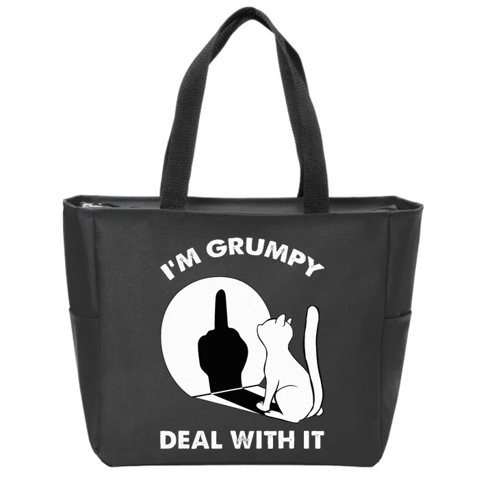 Cat Shadow I'm Grumpy Deal With It Zip Tote Bag