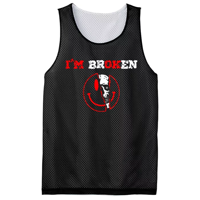 Confused Smile IM Broken Invisible Illness IM Ok Broken Mesh Reversible Basketball Jersey Tank