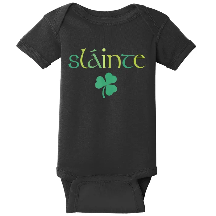 Cute Slainte Irish Trendy St Patricks Day Lucky Baby Bodysuit