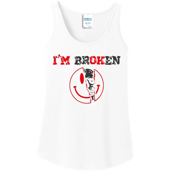 Confused Smile IM Broken Invisible Illness IM Ok Broken Ladies Essential Tank