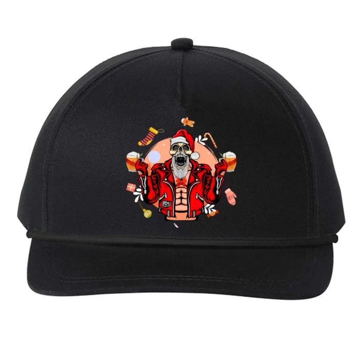 Christmas Skeleton Ing Beer Santa Claus Skeleton Gift Snapback Five-Panel Rope Hat