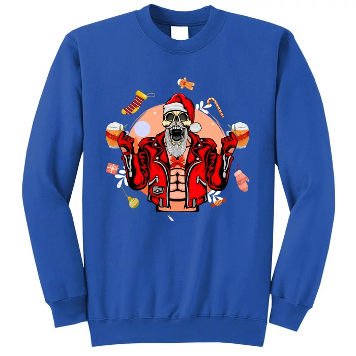 Christmas Skeleton Ing Beer Santa Claus Skeleton Gift Tall Sweatshirt