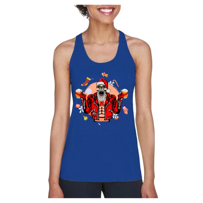 Christmas Skeleton Ing Beer Santa Claus Skeleton Gift Women's Racerback Tank