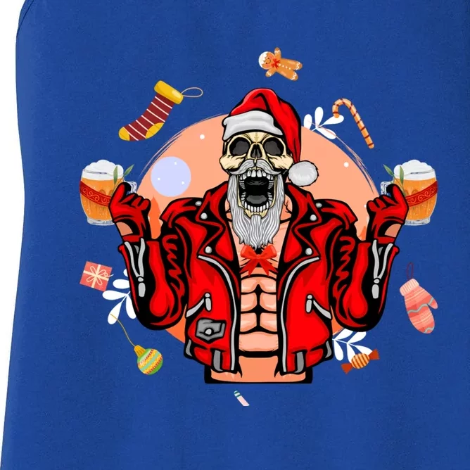 Christmas Skeleton Ing Beer Santa Claus Skeleton Gift Women's Racerback Tank