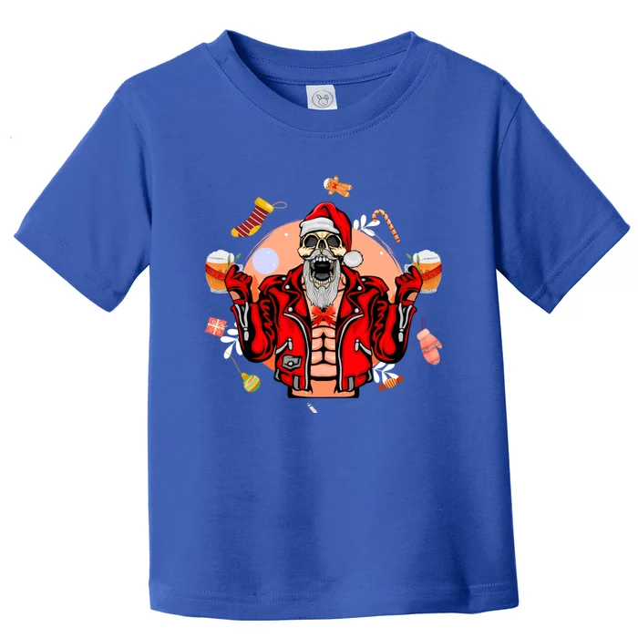 Christmas Skeleton Ing Beer Santa Claus Skeleton Gift Toddler T-Shirt