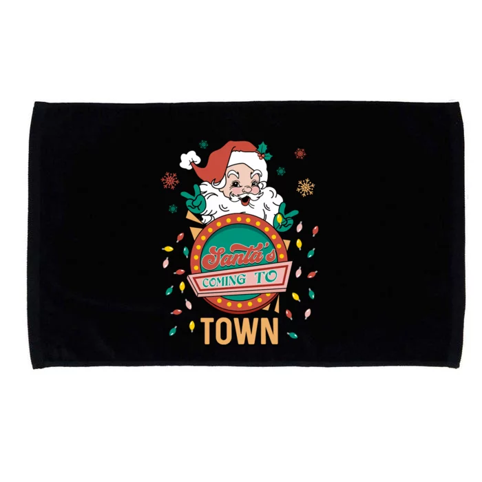 Christmas Santa Is Coming To Town Retro Christmas Pajamas Meaningful Gift Microfiber Hand Towel