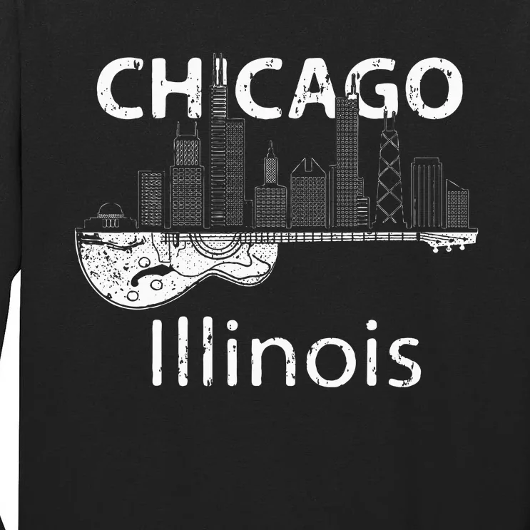 Chicago Souvenir Illinois Music Electric Guitar Tall Long Sleeve T-Shirt