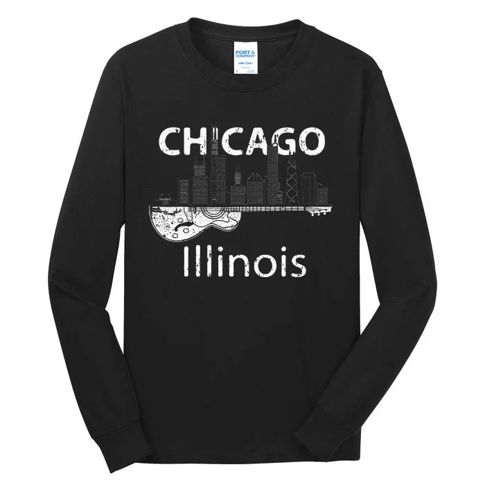 Chicago Souvenir Illinois Music Electric Guitar Tall Long Sleeve T-Shirt