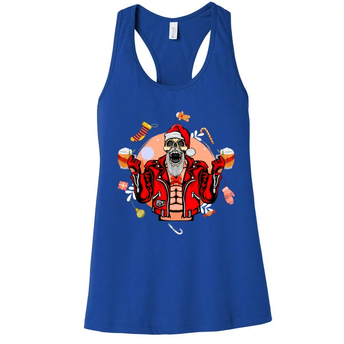 Christmas Skeleton Ing Beer Santa Claus Skeleton Cute Gift Women's Racerback Tank