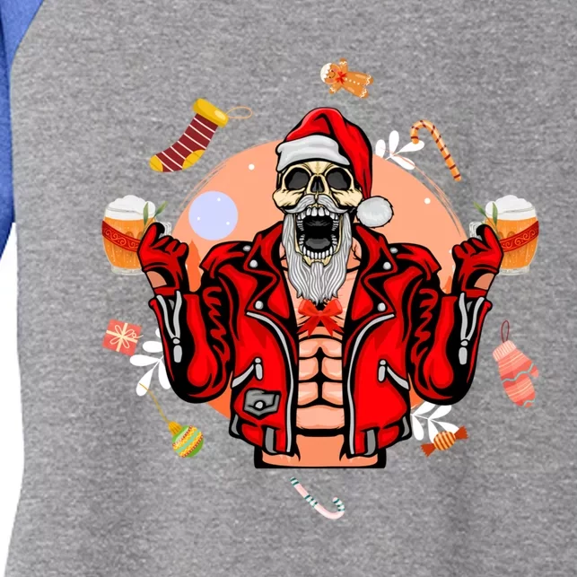 Christmas Skeleton Ing Beer Santa Claus Skeleton Cute Gift Women's Tri-Blend 3/4-Sleeve Raglan Shirt