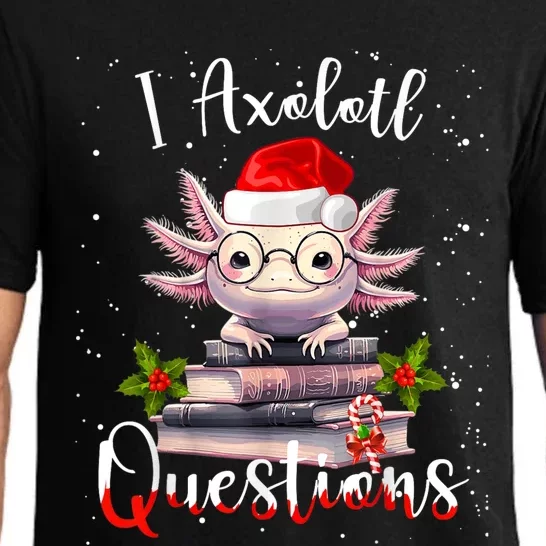 Christmas Santa I Axolotl Questions Cute Kawaii Axolotl Meme Pajama Set