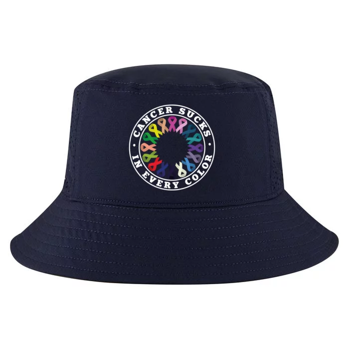 Cancer Sucks In Every Color Cancer Awareness Ribbons Cute Gift Cool Comfort Performance Bucket Hat