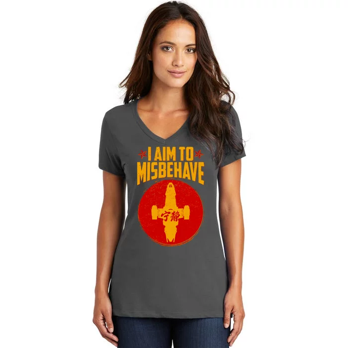 Cool Scifi I Aim To Misbehave Women's V-Neck T-Shirt