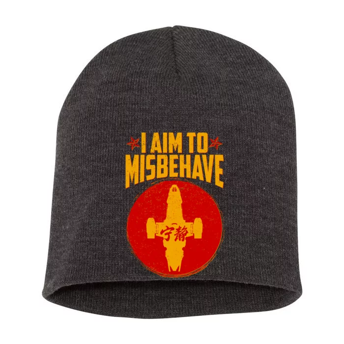 Cool Scifi I Aim To Misbehave Short Acrylic Beanie