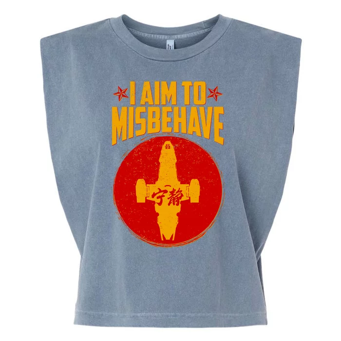 Cool Scifi I Aim To Misbehave Garment-Dyed Women's Muscle Tee