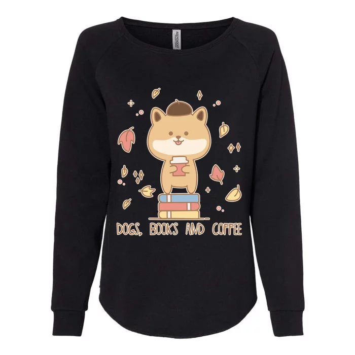 Cute Shiba Inu Dogs Books And Coffee Autumn Meaningful Gift Womens California Wash Sweatshirt