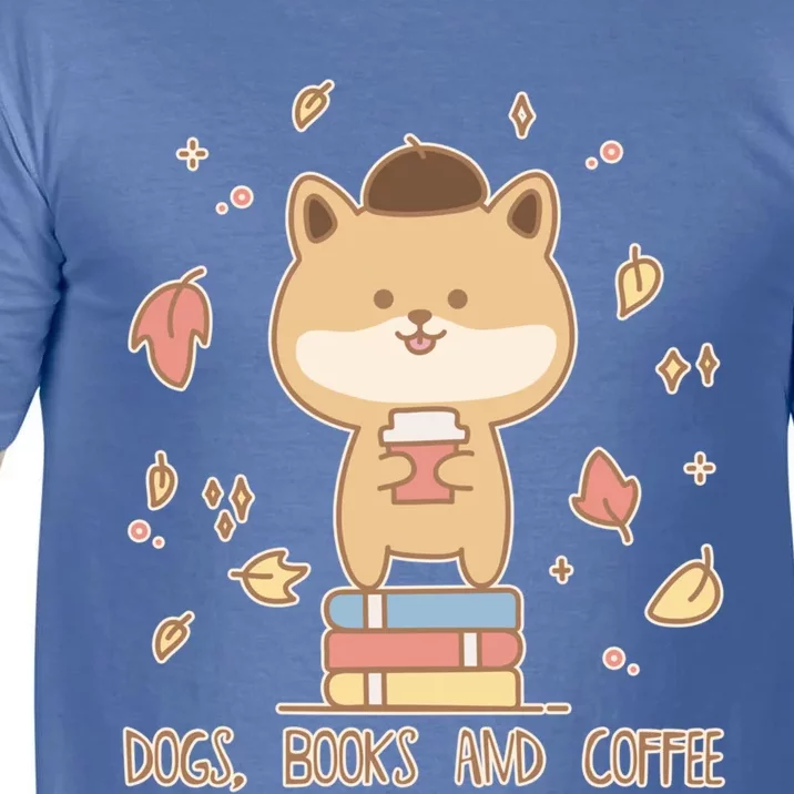 Cute Shiba Inu Dogs Books And Coffee Autumn Meaningful Gift Comfort Colors T-Shirt