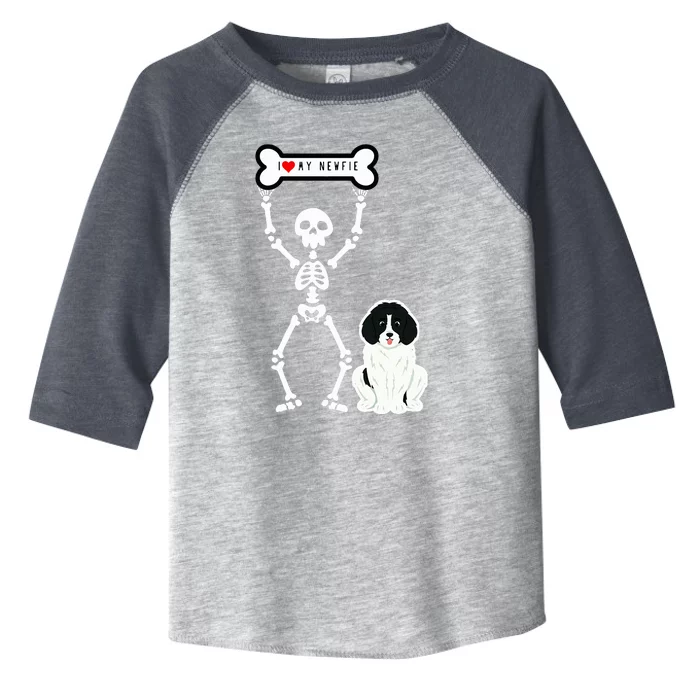 Cute Skeleton I Love My Landseer Newfie Toddler Fine Jersey T-Shirt