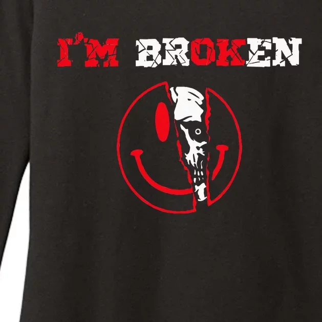 Confused Smile Im Broken Invisible Illness Im OK Broken Womens CVC Long Sleeve Shirt