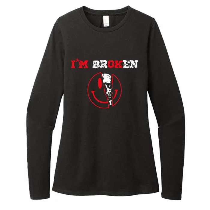 Confused Smile Im Broken Invisible Illness Im OK Broken Womens CVC Long Sleeve Shirt