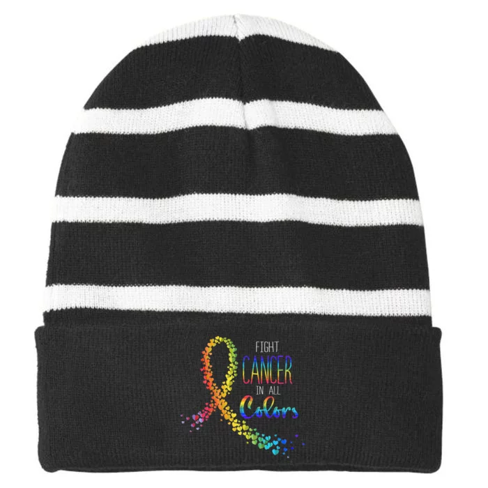 Cancer Sucks In Every Color Fighter Fight Support The Cancer Striped Beanie with Solid Band