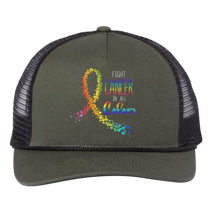 Cancer Sucks In Every Color Fighter Fight Support The Cancer Retro Rope Trucker Hat Cap