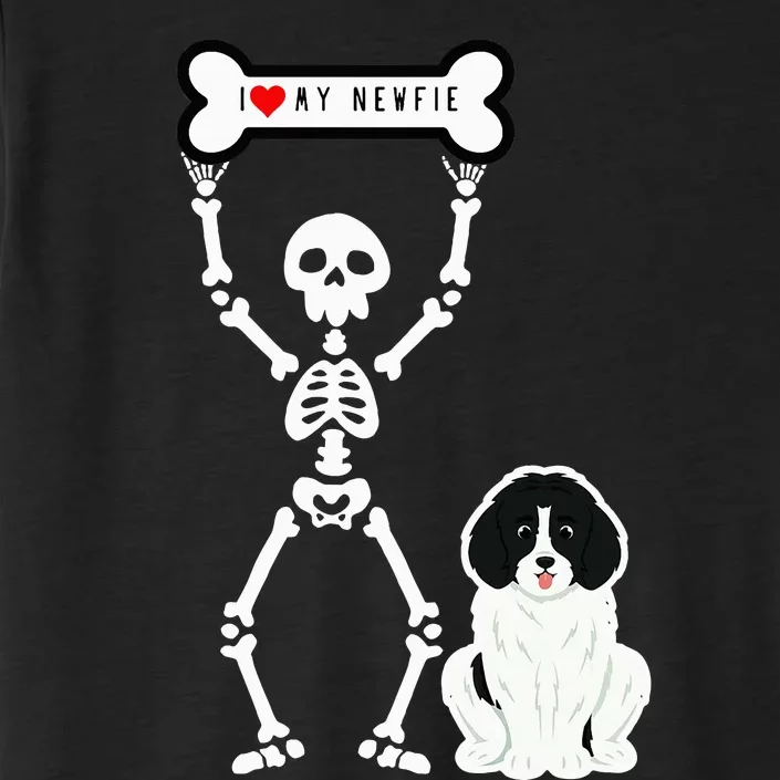 Cute Skeleton I Love My Landseer Newfie ChromaSoft Performance T-Shirt