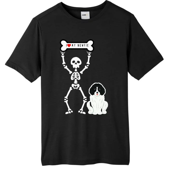 Cute Skeleton I Love My Landseer Newfie ChromaSoft Performance T-Shirt