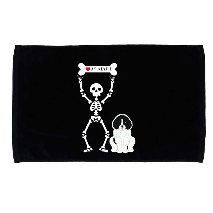 Cute Skeleton I Love My Landseer Newfie Microfiber Hand Towel