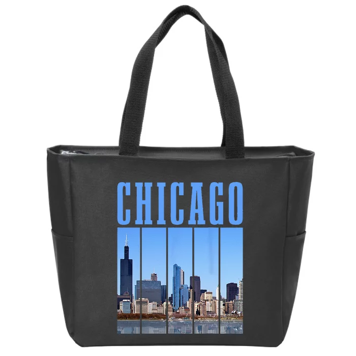 Chicago Skyline Illinois Vintage Pride Chicago Zip Tote Bag