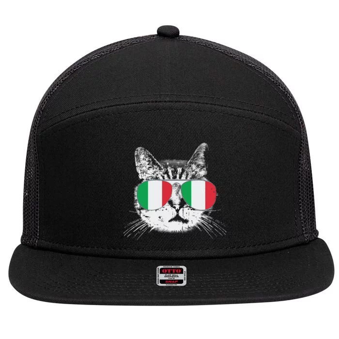 Cat Shirts Italian Italy Flag Country Men Women Kids Gift 7 Panel Mesh Trucker Snapback Hat