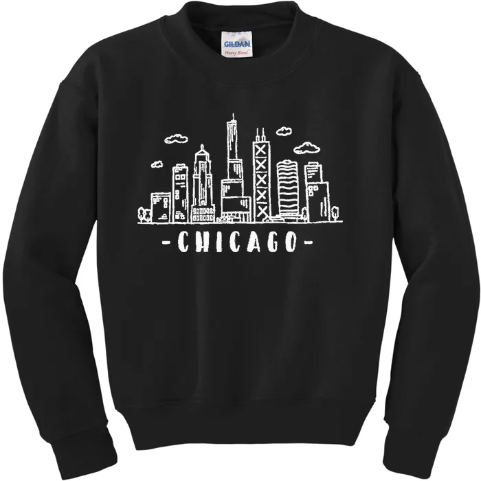 Chicago Skyline Illinois Vintage Kids Sweatshirt