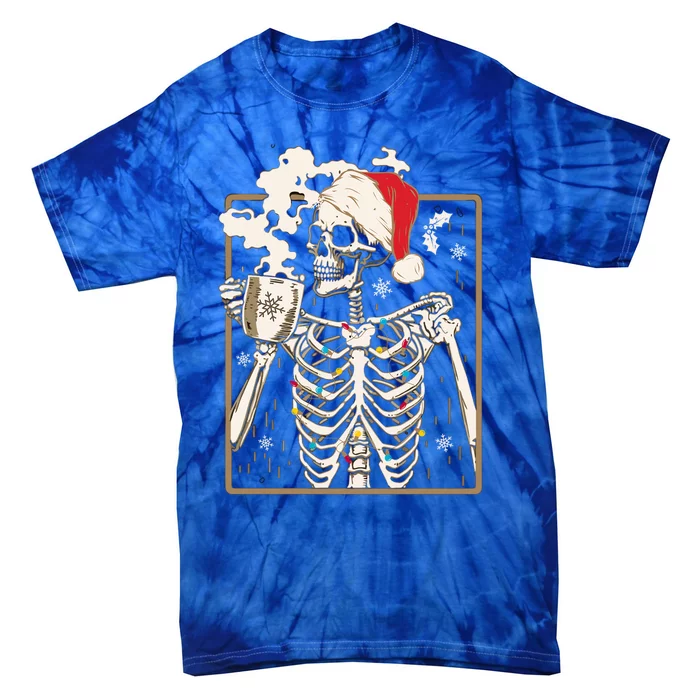 Christmas Skeleton Ing Coffee Halloween Costumes Gift Tie-Dye T-Shirt