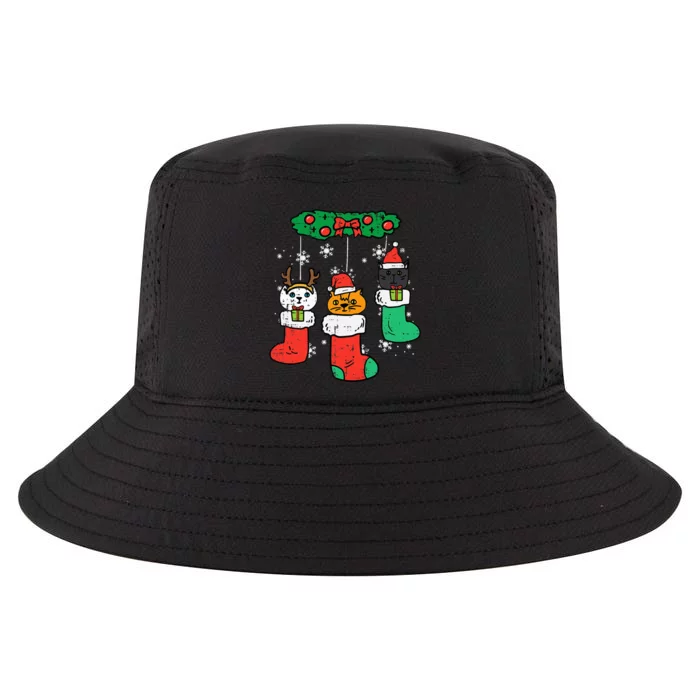 Cats Santa In Christmas Stockings Cute Xmas Cool Comfort Performance Bucket Hat