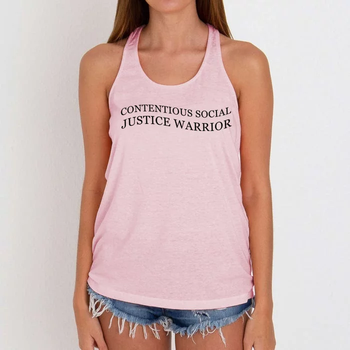 Contentious Social Justice Warrior Cute Gift Women's Knotted Racerback Tank