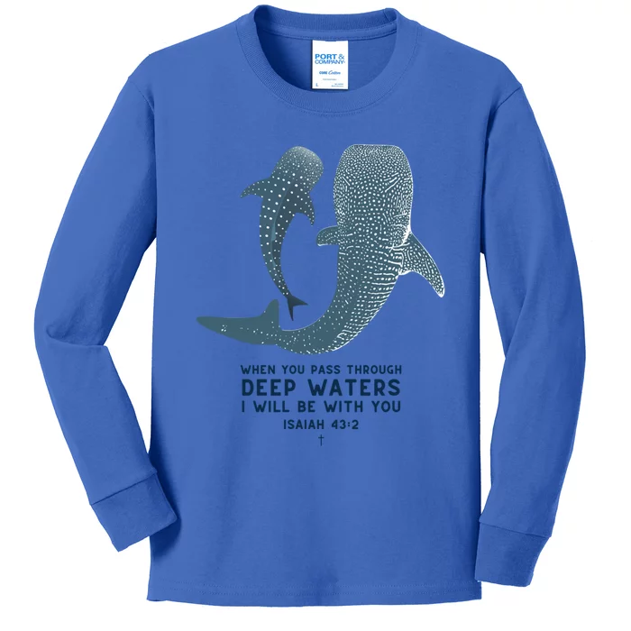 Christian Scripture Jesus Ocean Isaiah Vintage Whale Shark Gift Kids Long Sleeve Shirt