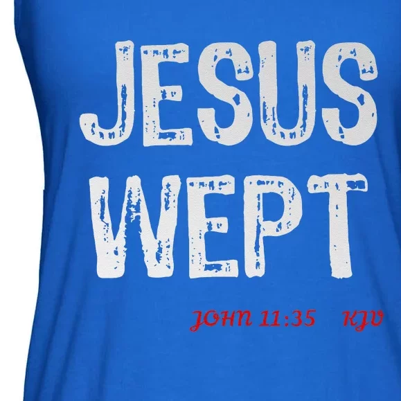 Christian Scripture Jesus Wept Ladies Essential Flowy Tank