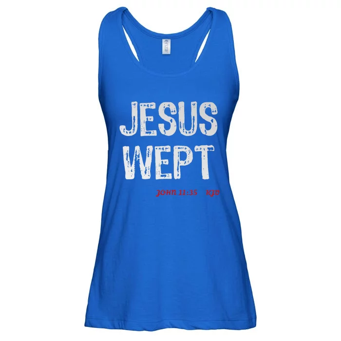 Christian Scripture Jesus Wept Ladies Essential Flowy Tank