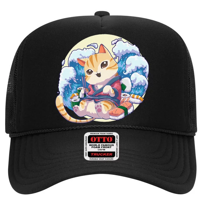 Cat Sushi Japanese Anime Kawaii Neko High Crown Mesh Trucker Hat