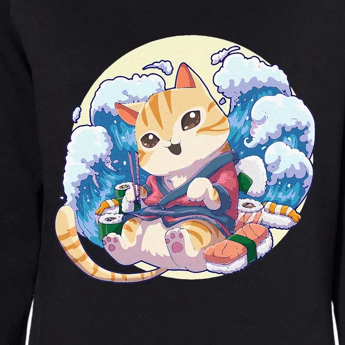 Cat Sushi Japanese Anime Kawaii Neko Womens California Wash Sweatshirt