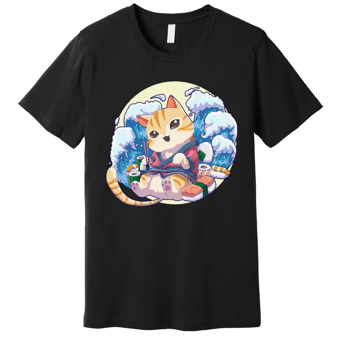 Cat Sushi Japanese Anime Kawaii Neko Premium T-Shirt