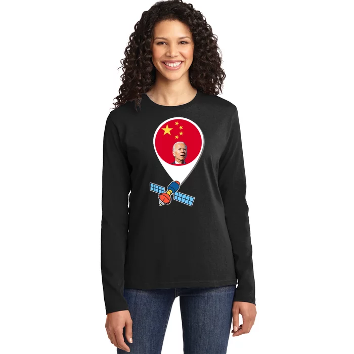 Chinese Spy Joe Biden Balloon Funny Ladies Long Sleeve Shirt