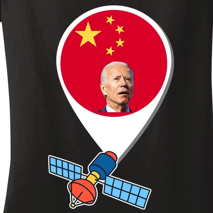 Chinese Spy Joe Biden Balloon Funny Women's V-Neck T-Shirt