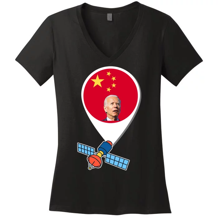 Chinese Spy Joe Biden Balloon Funny Women's V-Neck T-Shirt