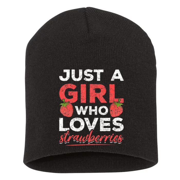 Cute Strawberry  Just a  Who Loves Strawberries Short Acrylic Beanie