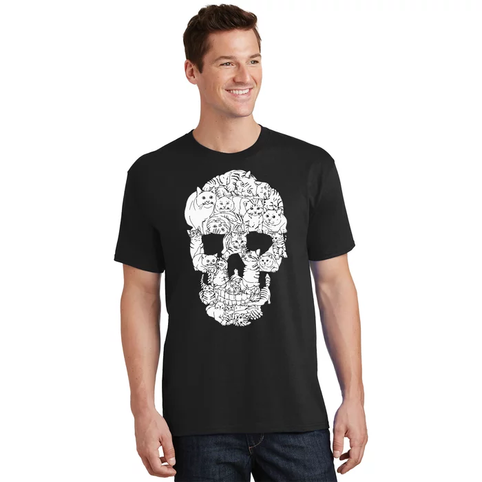 Cat Skull Kitty Skeleton Halloween Goth Punk Emo Gift T-Shirt