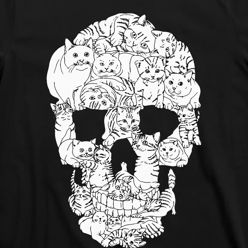 Cat Skull Kitty Skeleton Halloween Goth Punk Emo Gift T-Shirt