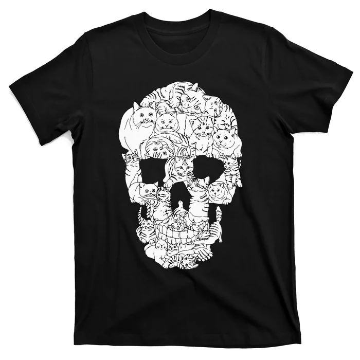 Cat Skull Kitty Skeleton Halloween Goth Punk Emo Gift T-Shirt